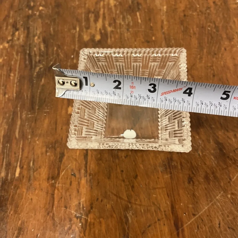Tiffany & Co Glass Crystal Square Trinket Candy Dish 4
